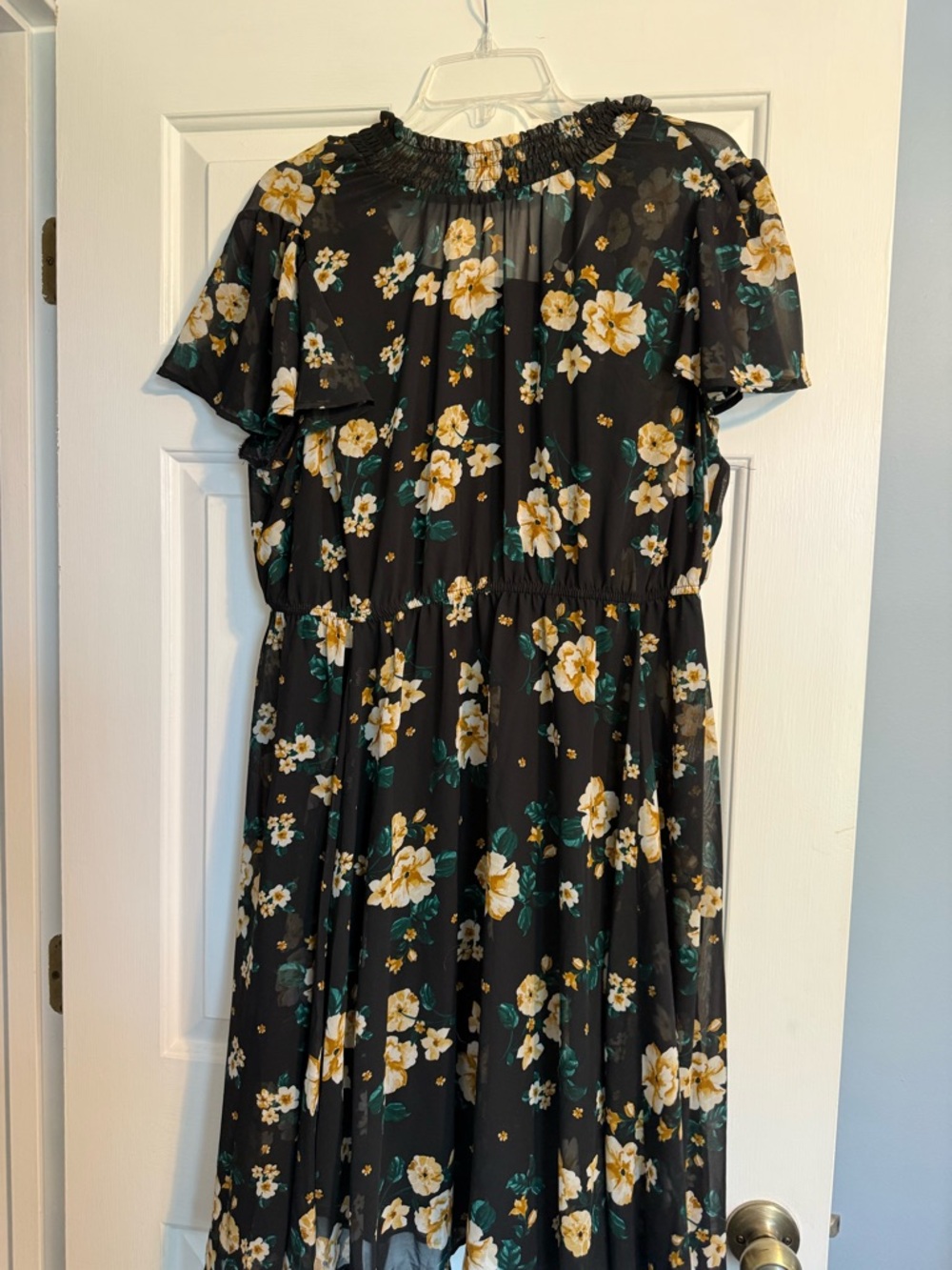 torrid Black Floral Midi Dress with Yellow Flowers
